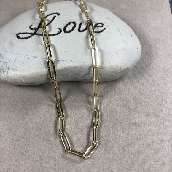 Yellow gold plated paperclip chain necklace set - Picture 5 of 8